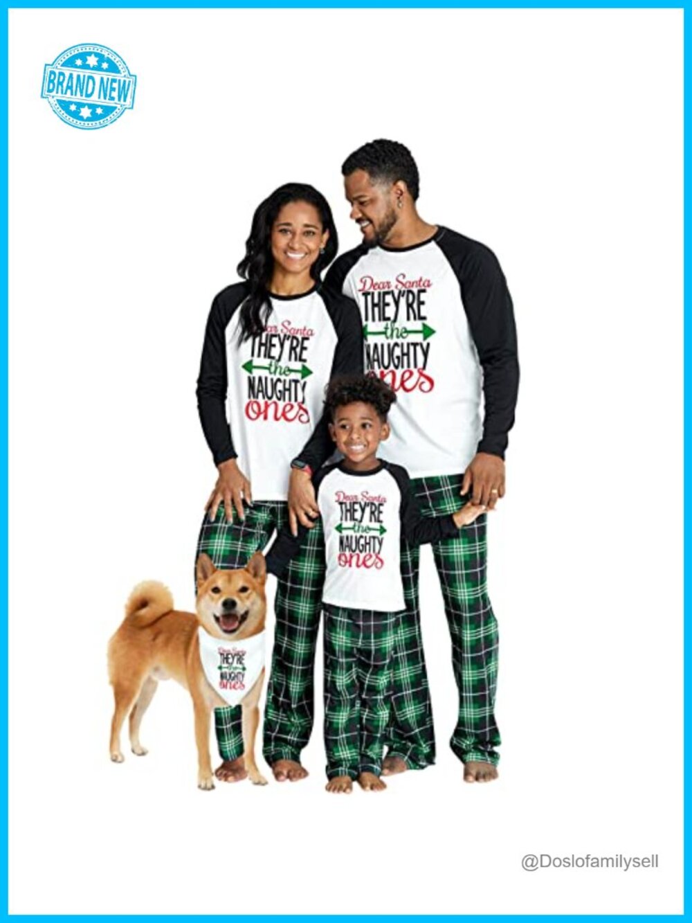 Family Christmas Matching Pajama Set Graphic Top Plaid Pants